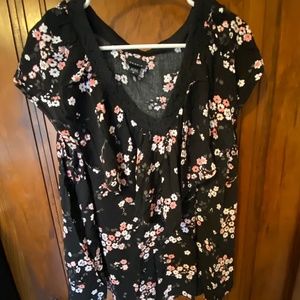 Torrid Black Floral Blouse